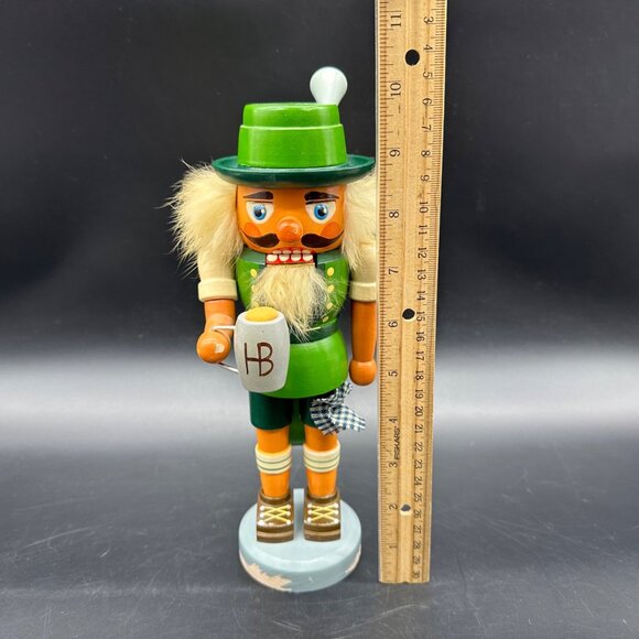 Vintage Ver Hodrewa Rosenthal Wood Nutcracker Oktoberfest Germany Green Pub Beer - Picture 14 of 14